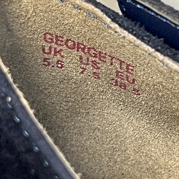 Hotter Georgette T-bar Shoes 👠 Navy Blue Suede Leather, Round Toe Heels - Picture 10 of 12